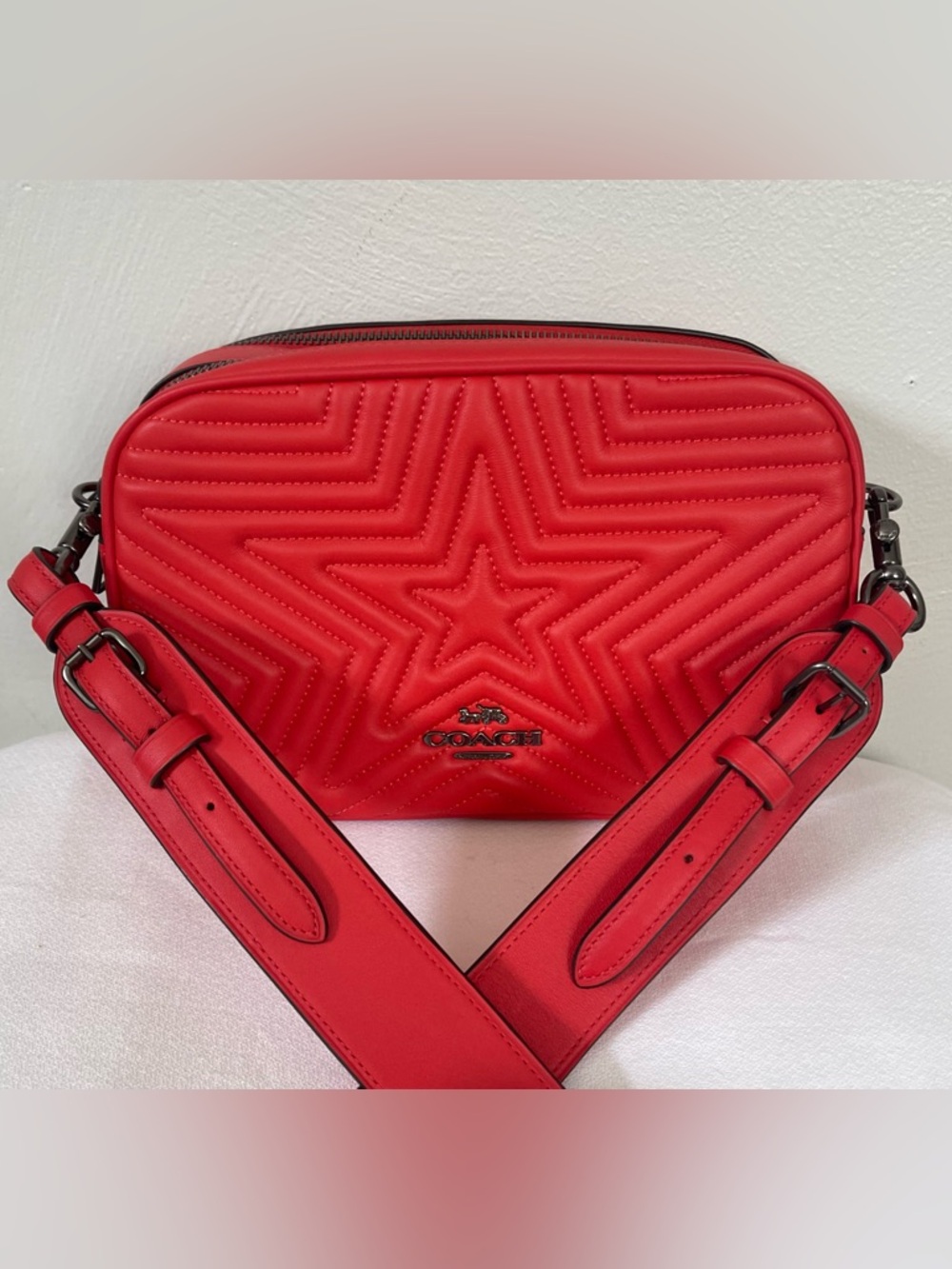 EUC Coach x Marvel Jes Red Leather Star Quilted Crossbody Bag Ltd. Edition